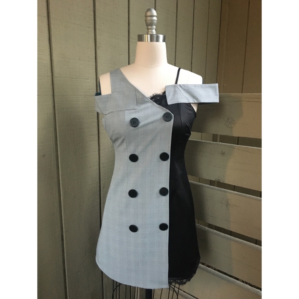 Quaint Suit Slip Mini Button Formal Dress